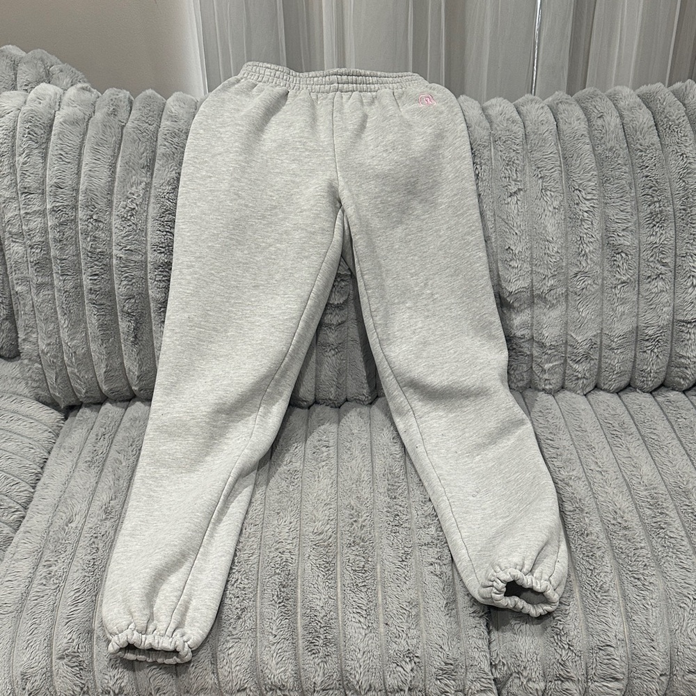 Light Grey Women's Sweat Joggers with Elastic Cuffs
